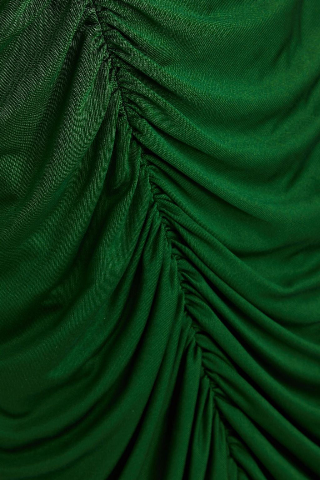 COSTARELLOS Strapless ruched jersey midi dress