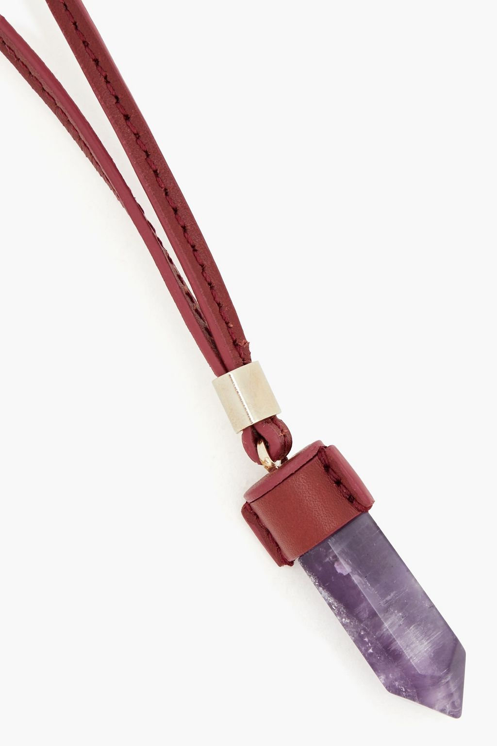 CHLOÉ Leather, gold tone and amethyst necklace