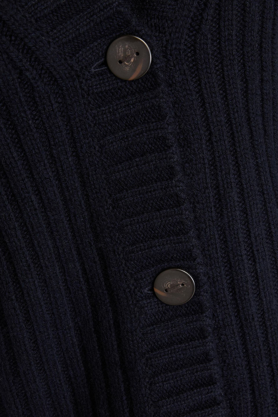 Vince Ribbed Wool And Cashmere-blend Cardigan In Nachtblau
