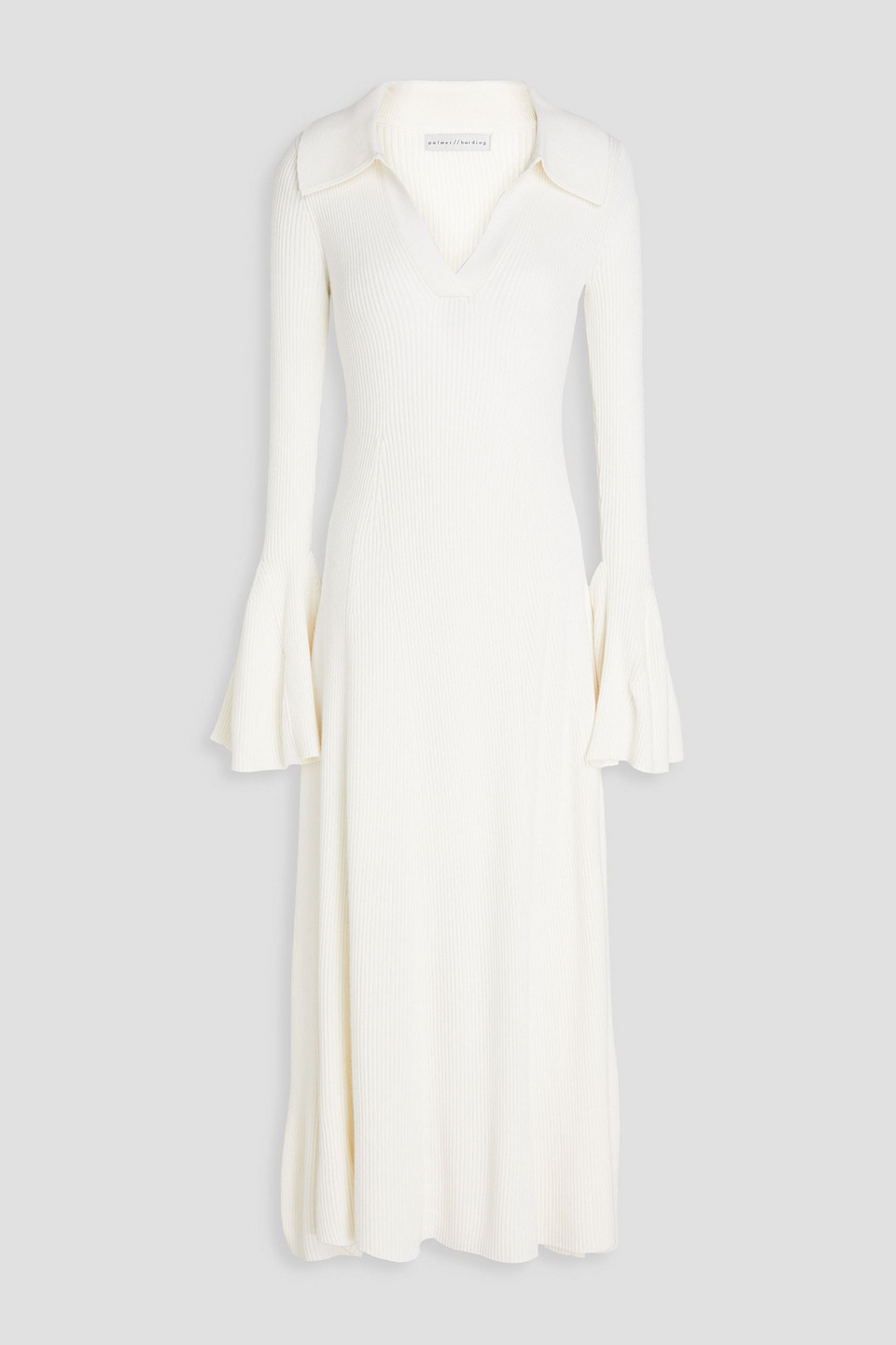 Palmer Harding Assured Ribbed-knit Midi Dress In Elfenbein