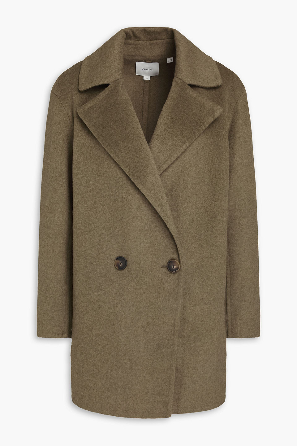Vince Double-breasted Wool-blend Felt Coat In Military-grün