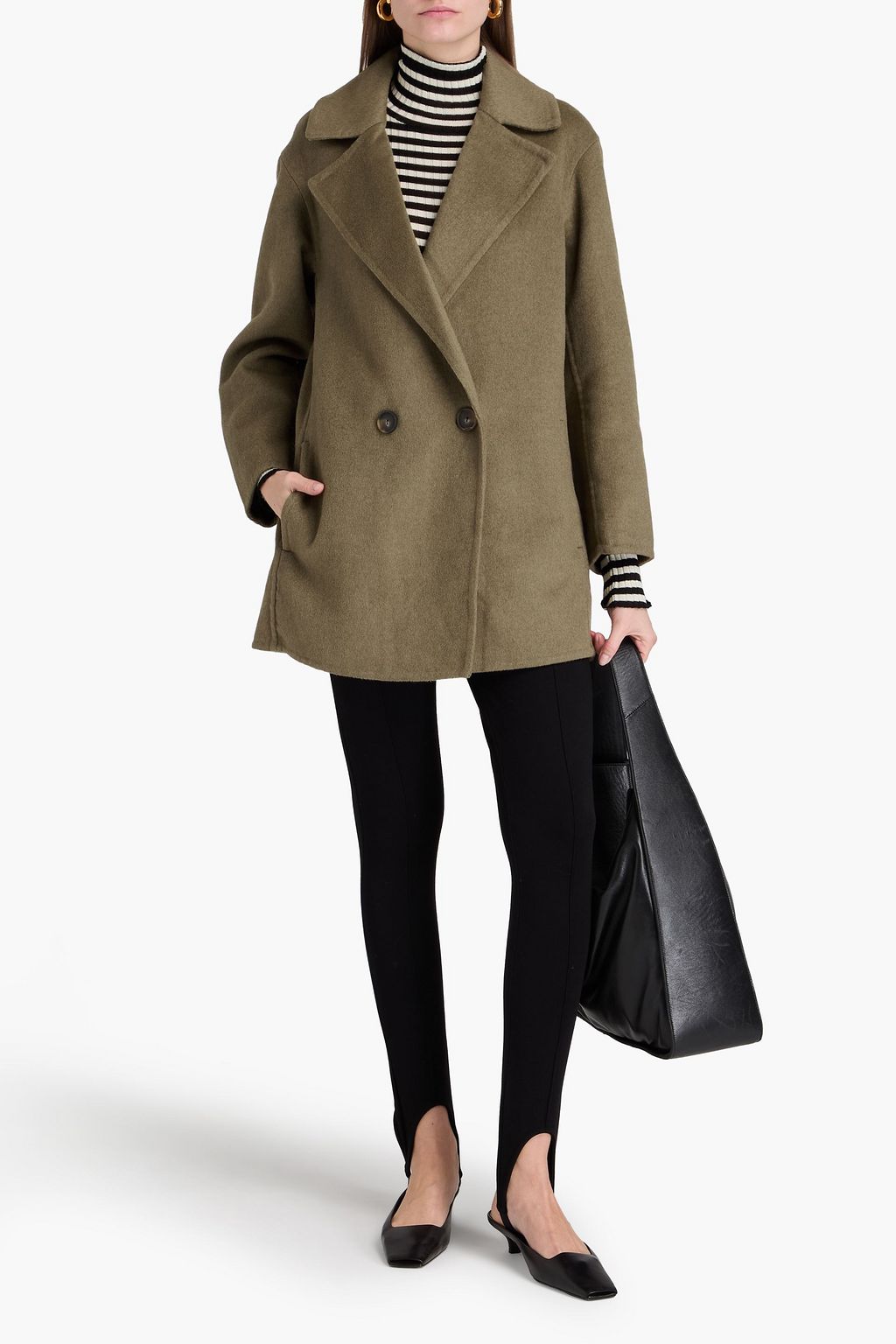 VINCE. Double-breasted wool-blend felt coat