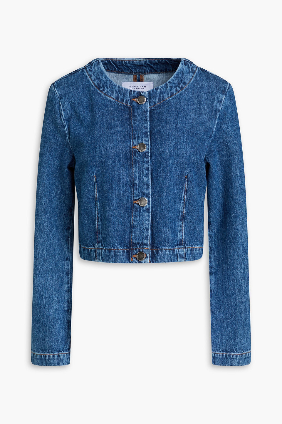 Derek Lam 10 Crosby Ezra Cropped Denim Jacket In Mid Denim