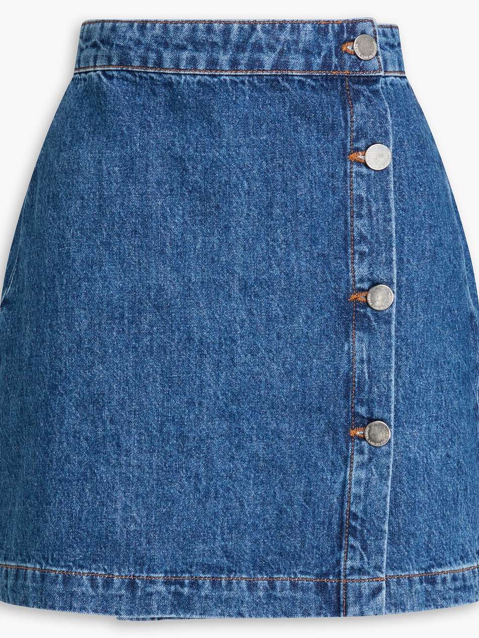 nova denim mini wrap skirt