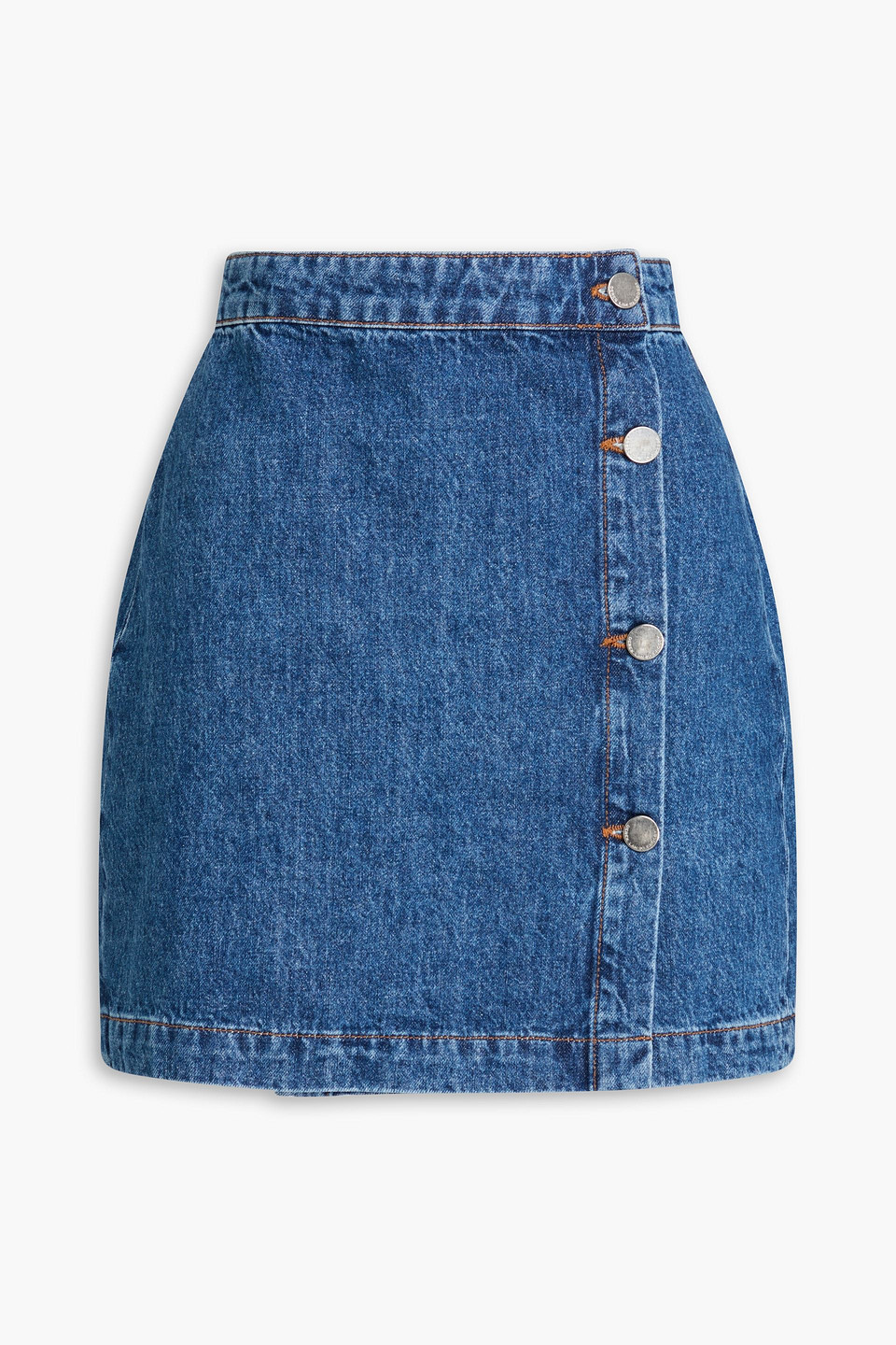 Derek Lam 10 Crosby Nova Denim Mini Wrap Skirt In Mid Denim