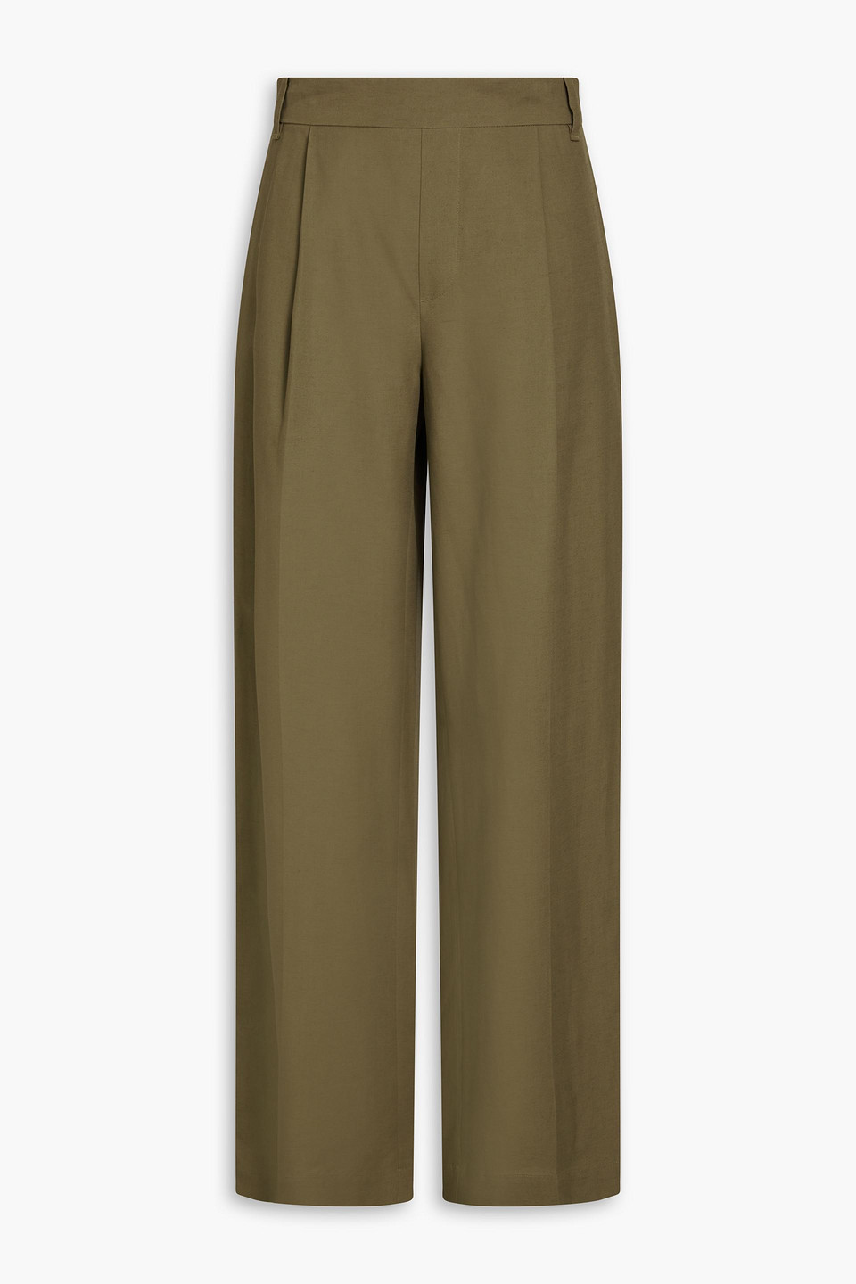 Vince Lyocell And Linen-blend Wide-leg Pants In Military-grün