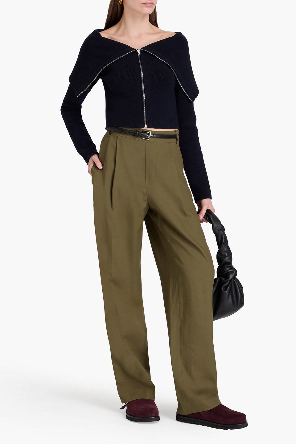 Vince Lyocell And Linen-blend Wide-leg Pants In Military-grün