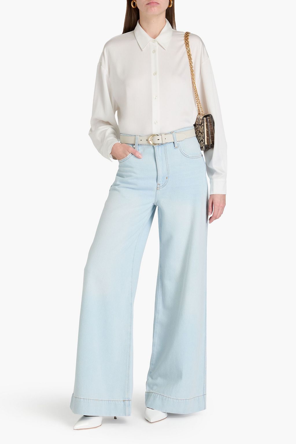 DEREK LAM 10 CROSBY جينز "كورالي" بأرجل واسعة وخصر عالٍ بلون باهت