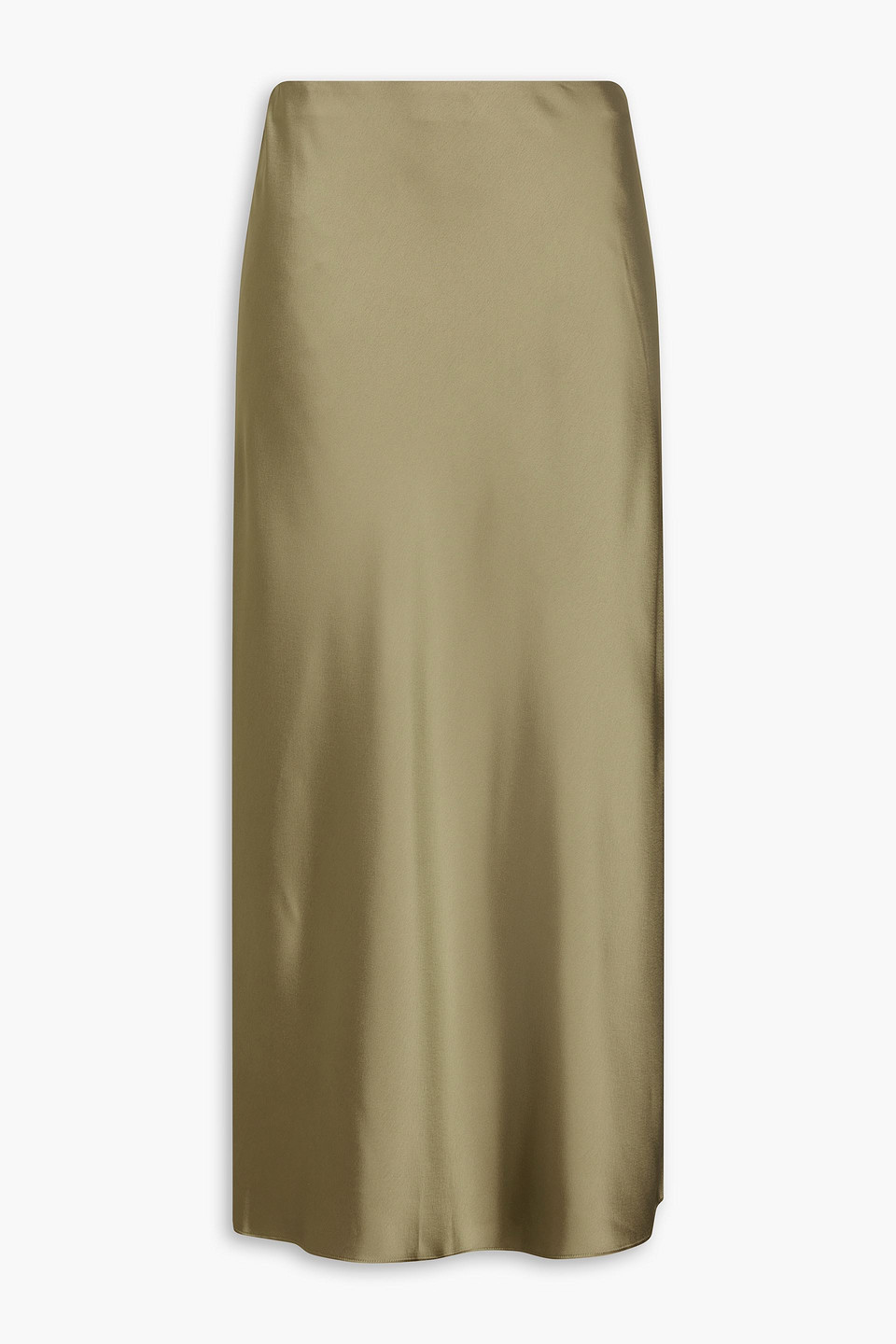 Vince Satin Midi Skirt In Green