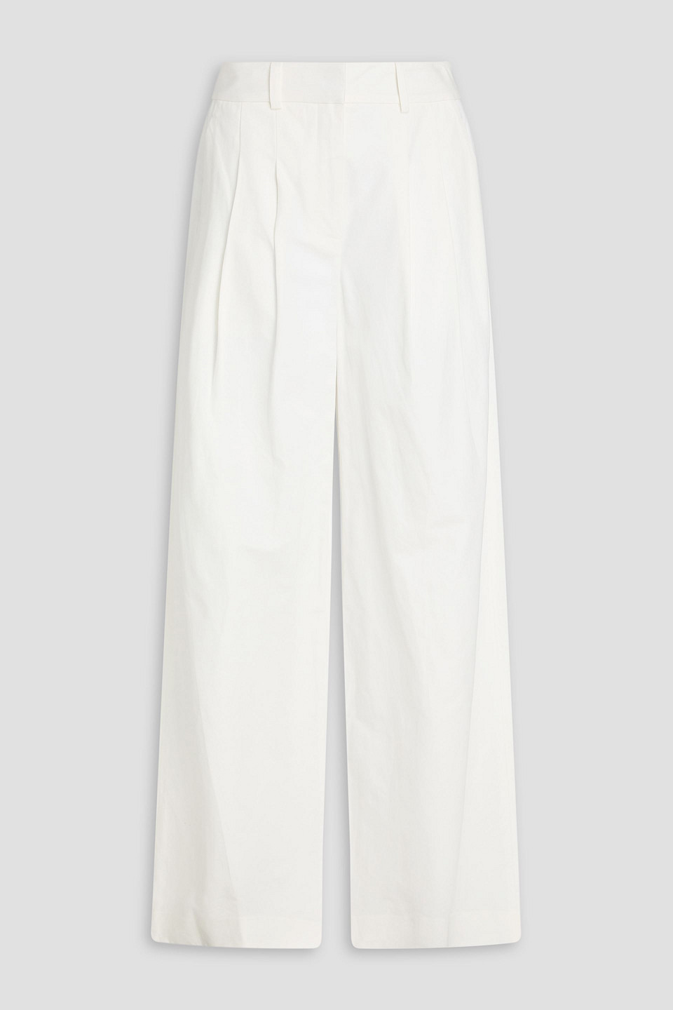 Derek Lam 10 Crosby Juliana Cotton And Tencel™-blend Twill Wide-leg Pants In Ivory