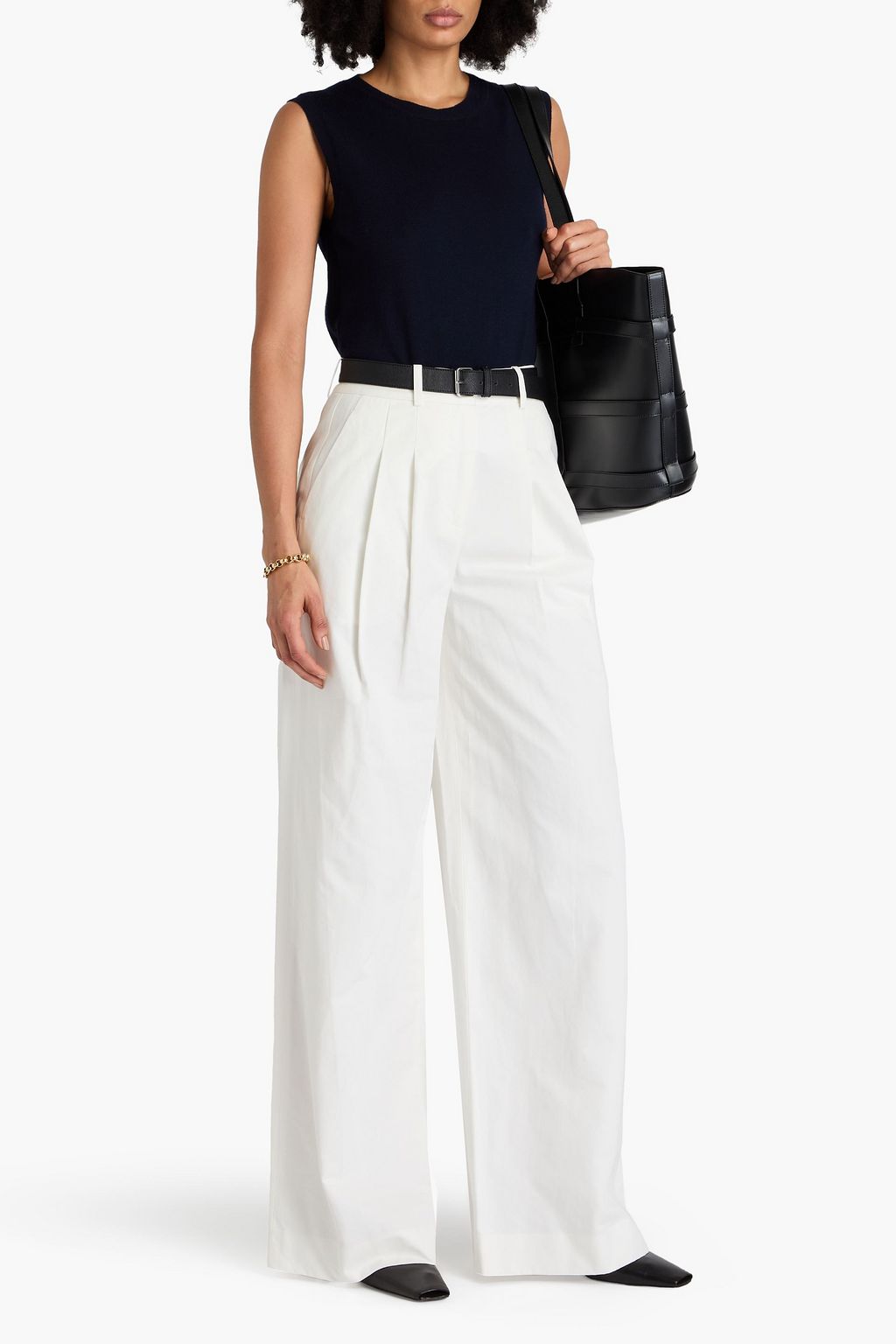 DEREK LAM 10 CROSBY 코튼 텐셀™ 혼방 트윌 와이드 레그 팬츠