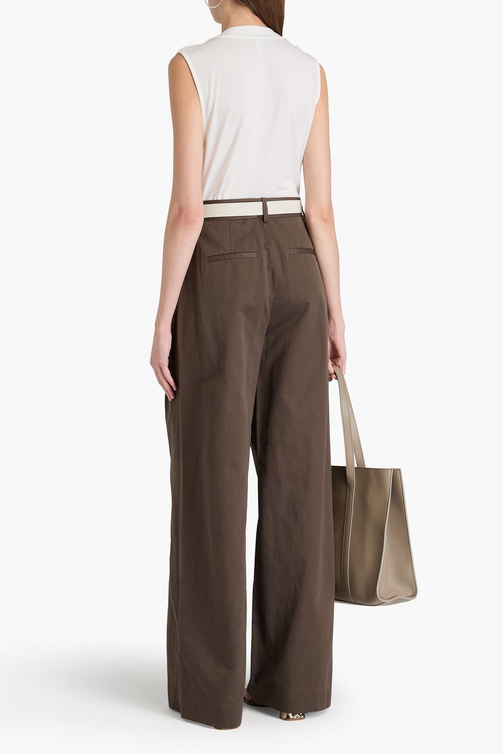 DEREK LAM 10 CROSBY 코튼 텐셀™ 혼방 트윌 와이드 레그 팬츠