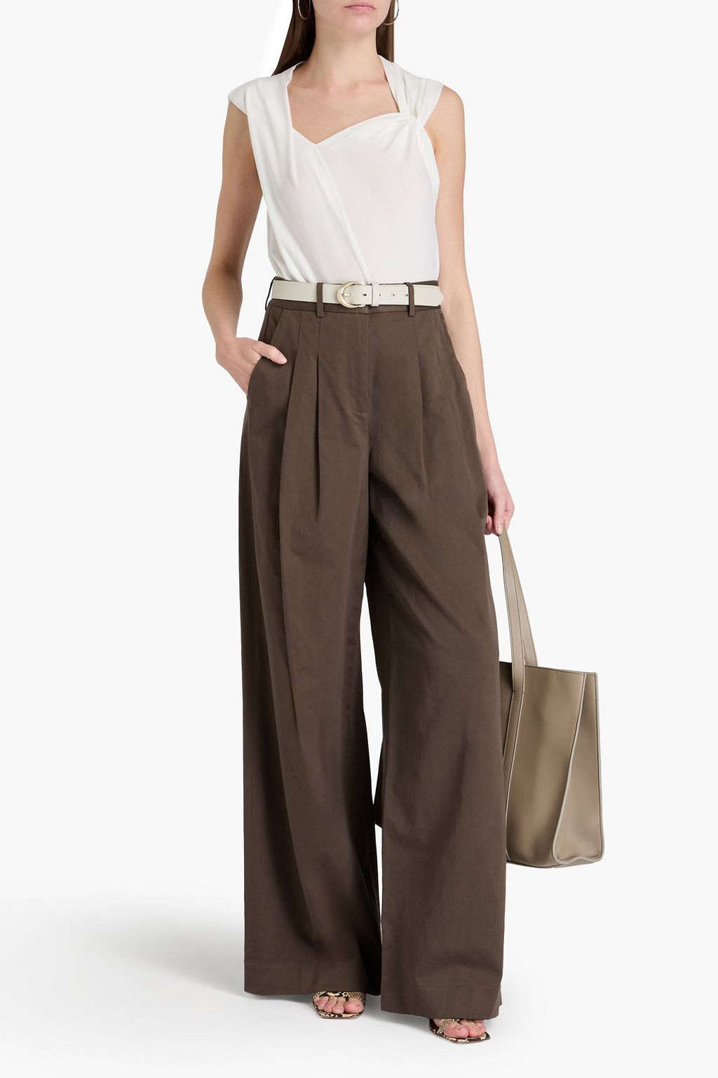 DEREK LAM 10 CROSBY 코튼 텐셀™ 혼방 트윌 와이드 레그 팬츠