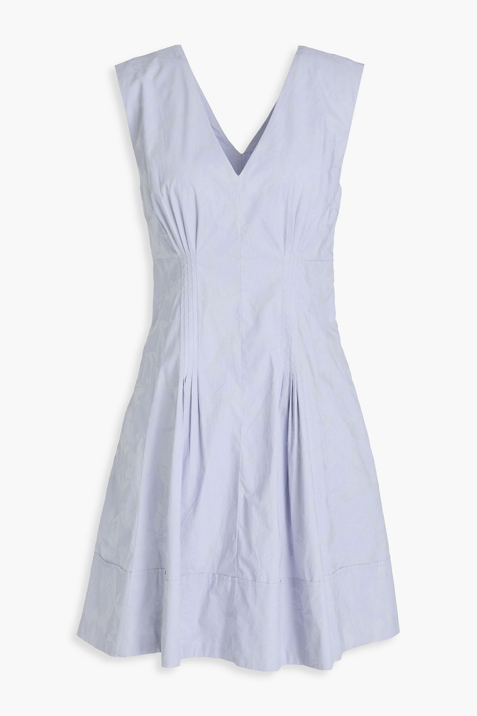 Derek Lam 10 Crosby Pleated Floral-print Cotton-poplin Mini Dress In Bleu