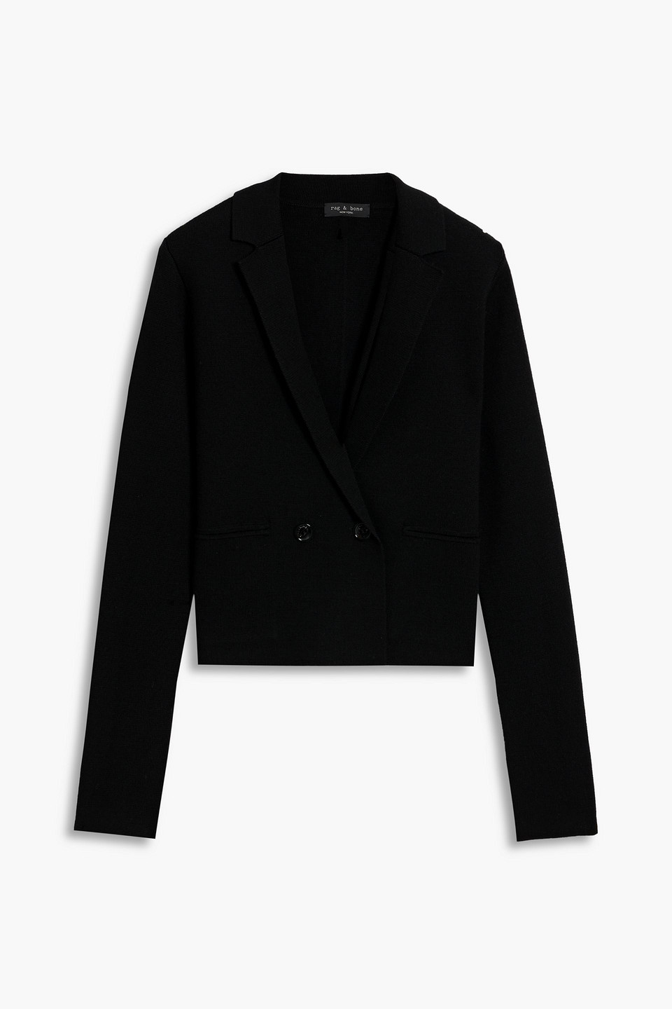 Rag & Bone Joy Double-breasted Merino Wool-blend Blazer In Black