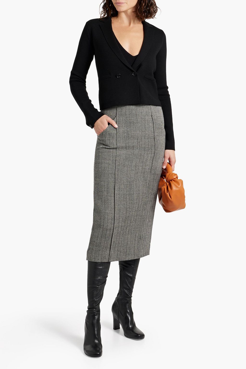 RAG & BONE Joy cropped double-breasted merino wool-blend blazer