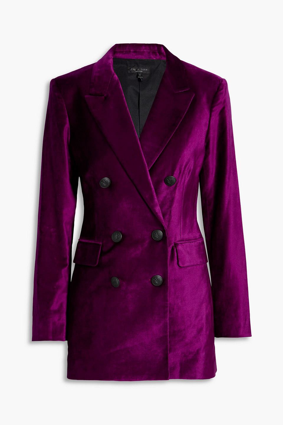 Opal double-breasted cotton-blend velvet blazer