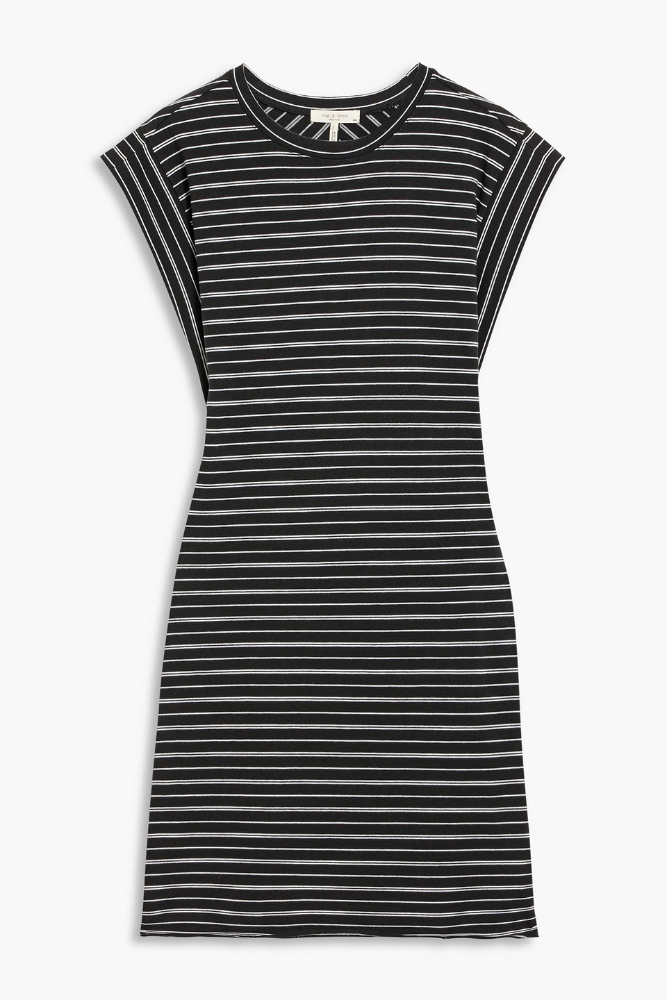 Rag & Bone Striped Cotton-jersey Mini Dress In Black
