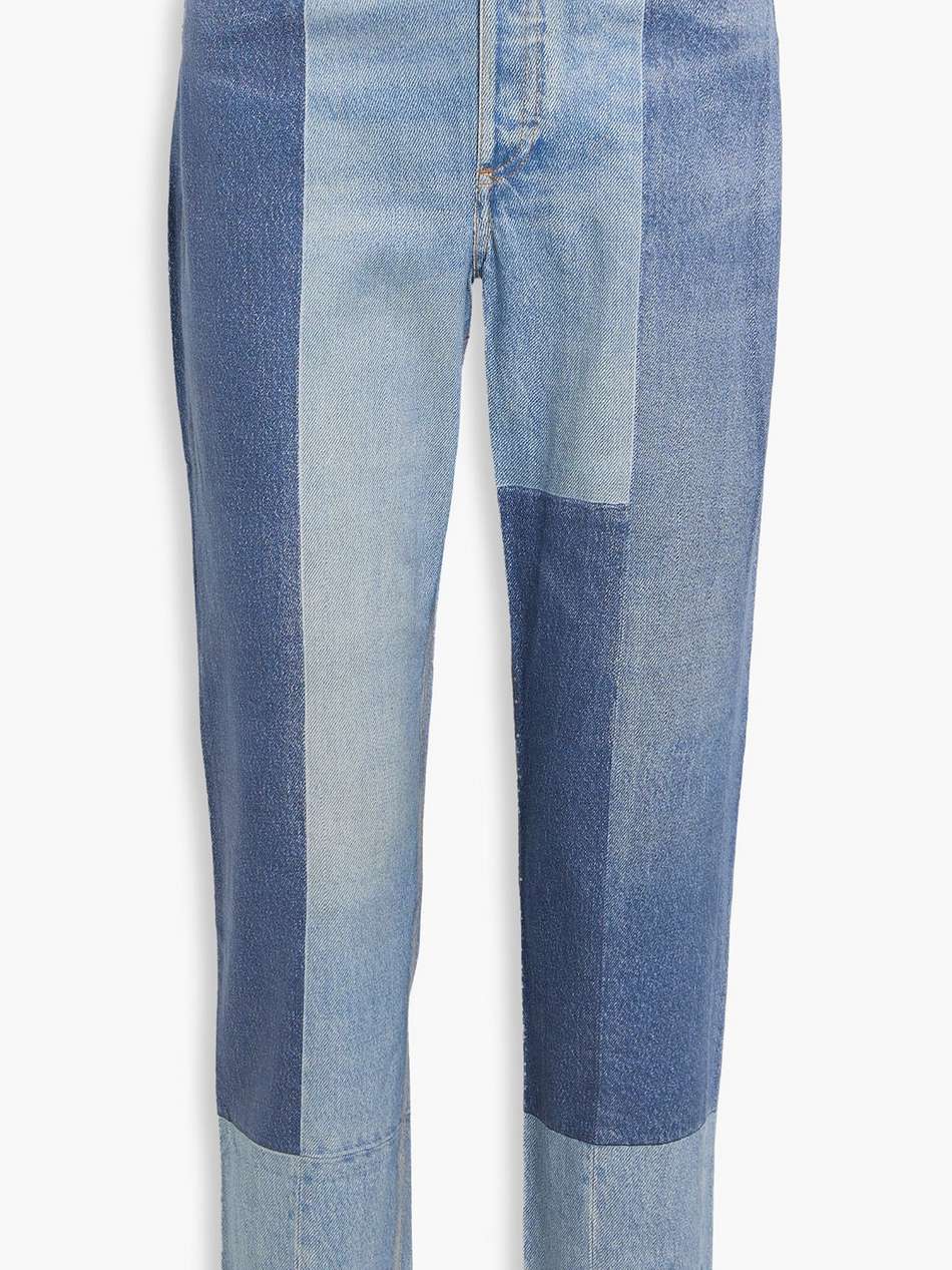 nina miramar patchwork-effect stretch cotton and lyocell-blend slim-leg pants