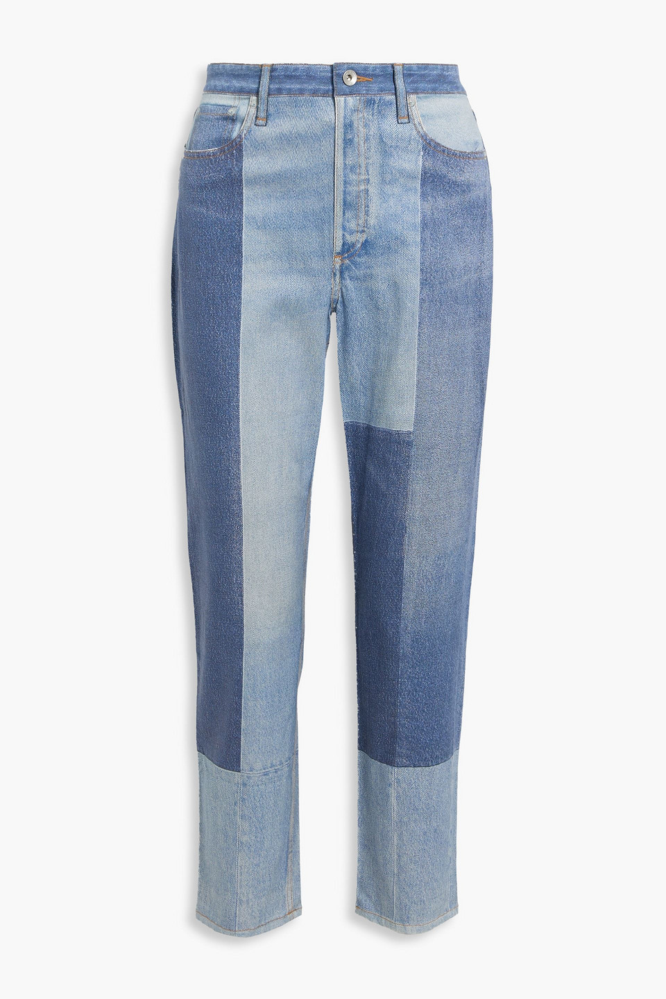 Rag & Bone Nina Miramar Cropped Printed High-rise Slim-leg Jeans In Mid Denim