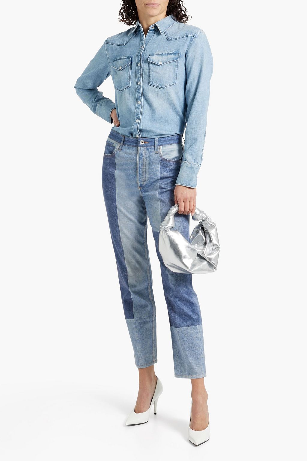 RAG & BONE Nina Miramar patchwork-effect stretch cotton and Lyocell-blend slim-leg pants