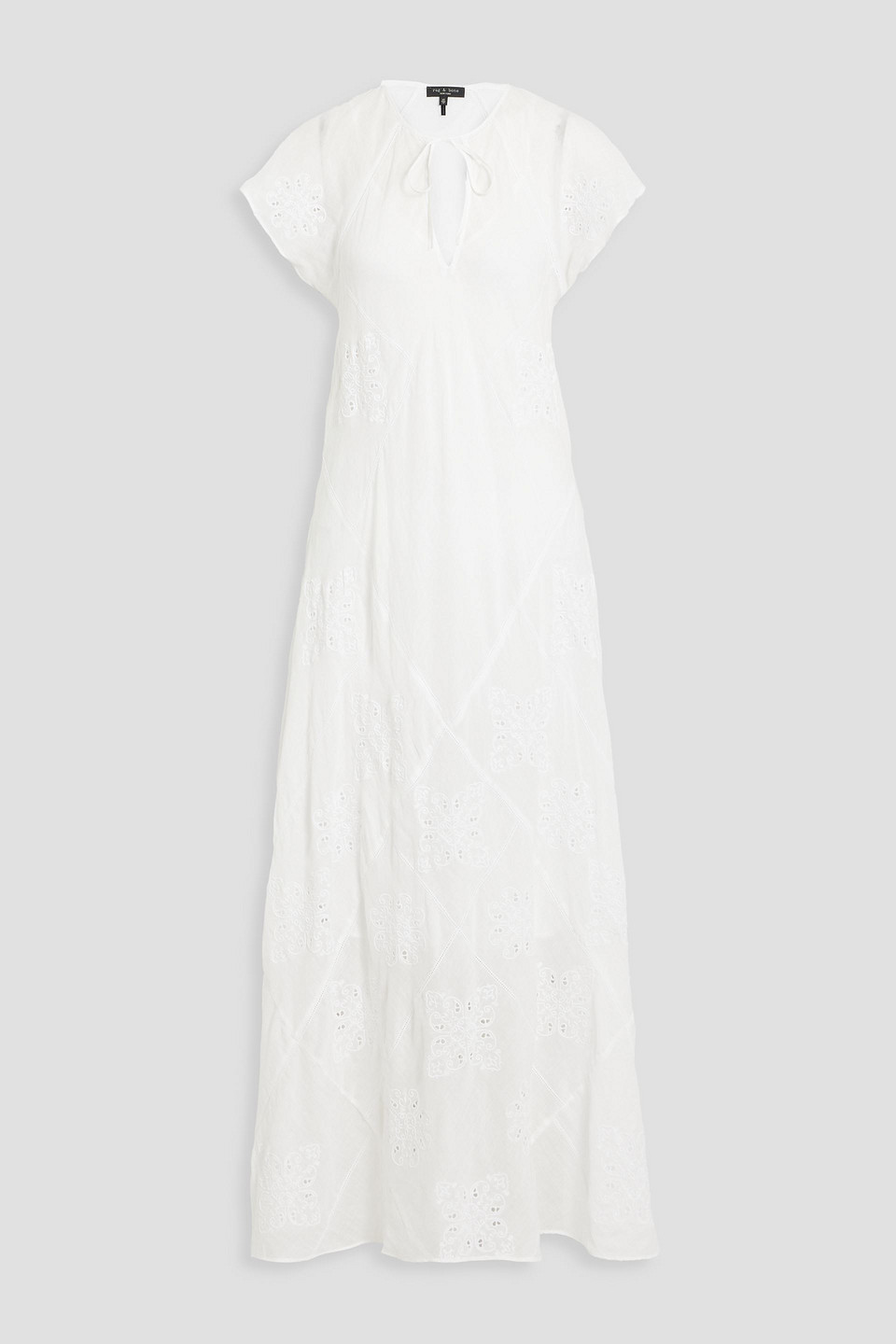 Rag & Bone Delancy Broderie Anglaise Ramie Maxi Dress In White