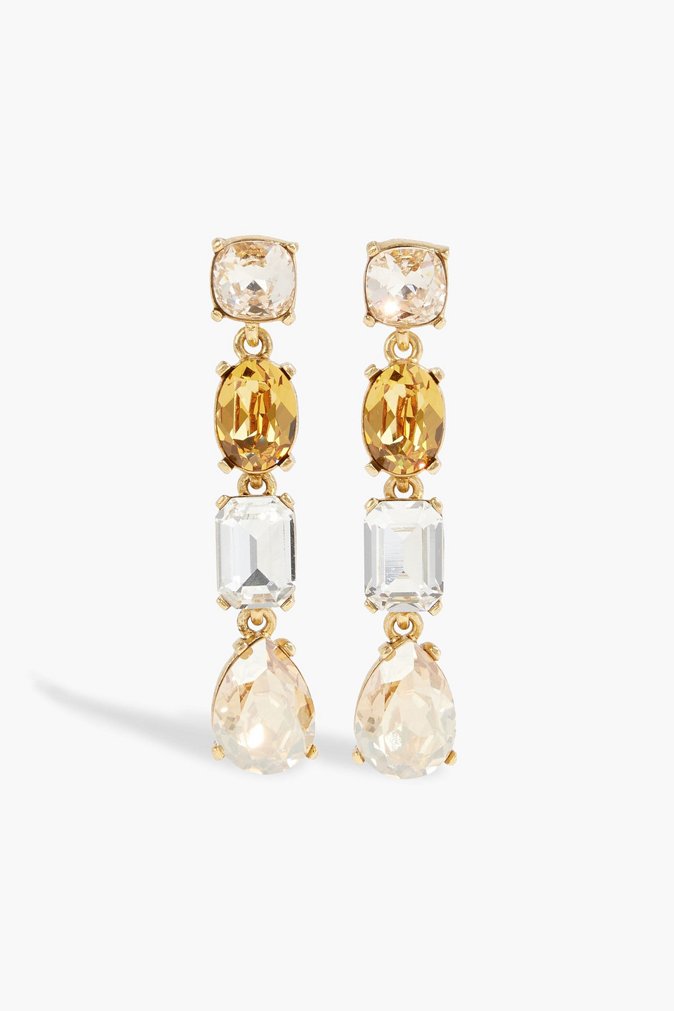 Oscar De La Renta Gold-tone Crystal Earrings