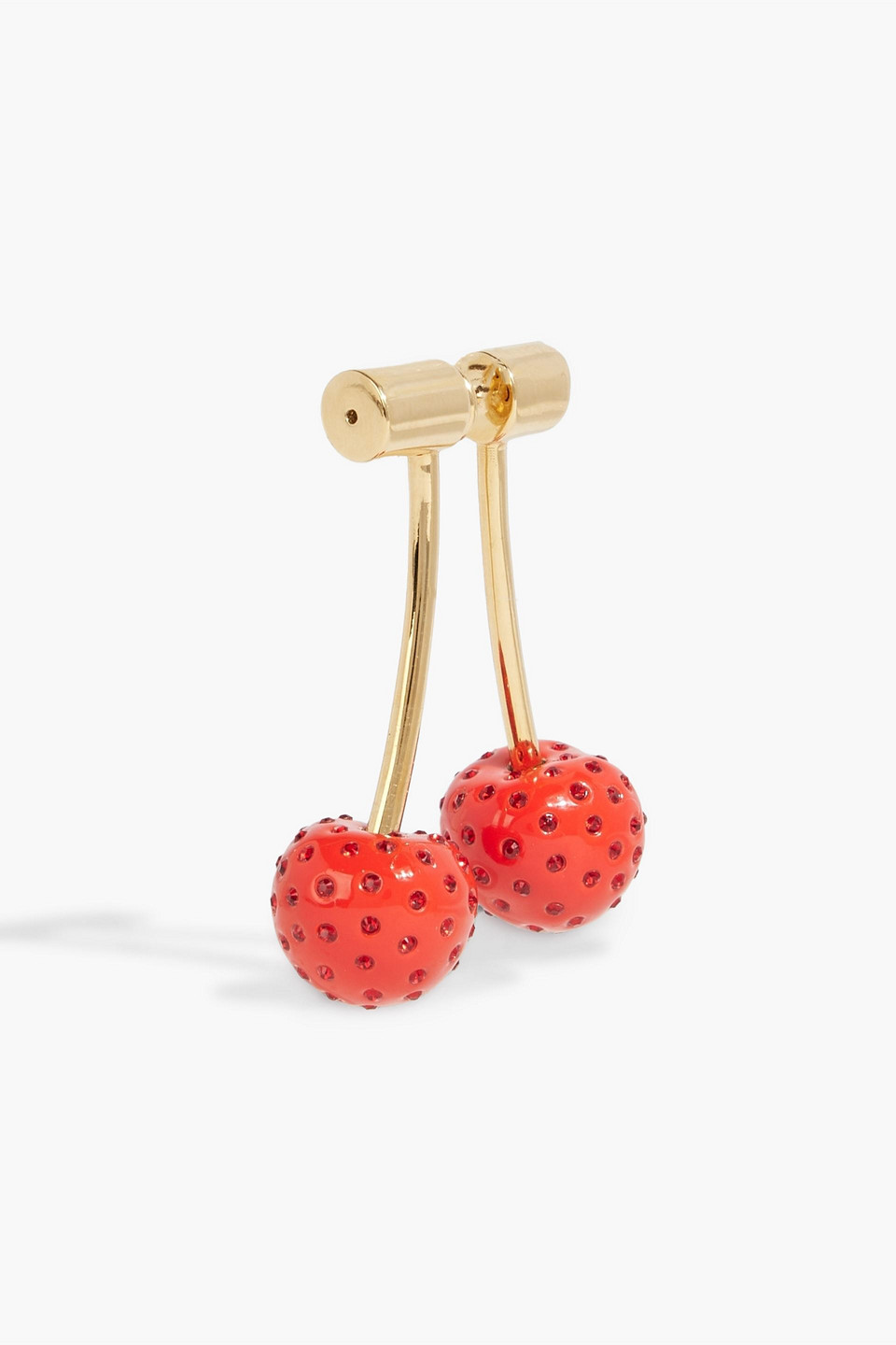 Oscar De La Renta Gold-tone, Enamel And Crystal Earrings In Red