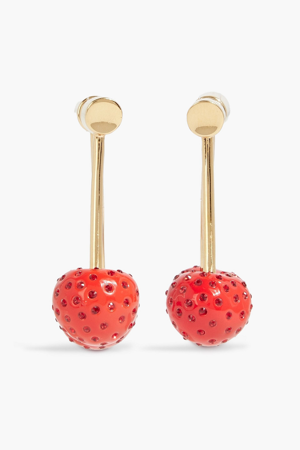Oscar De La Renta Gold-tone, Enamel And Crystal Earrings In Red