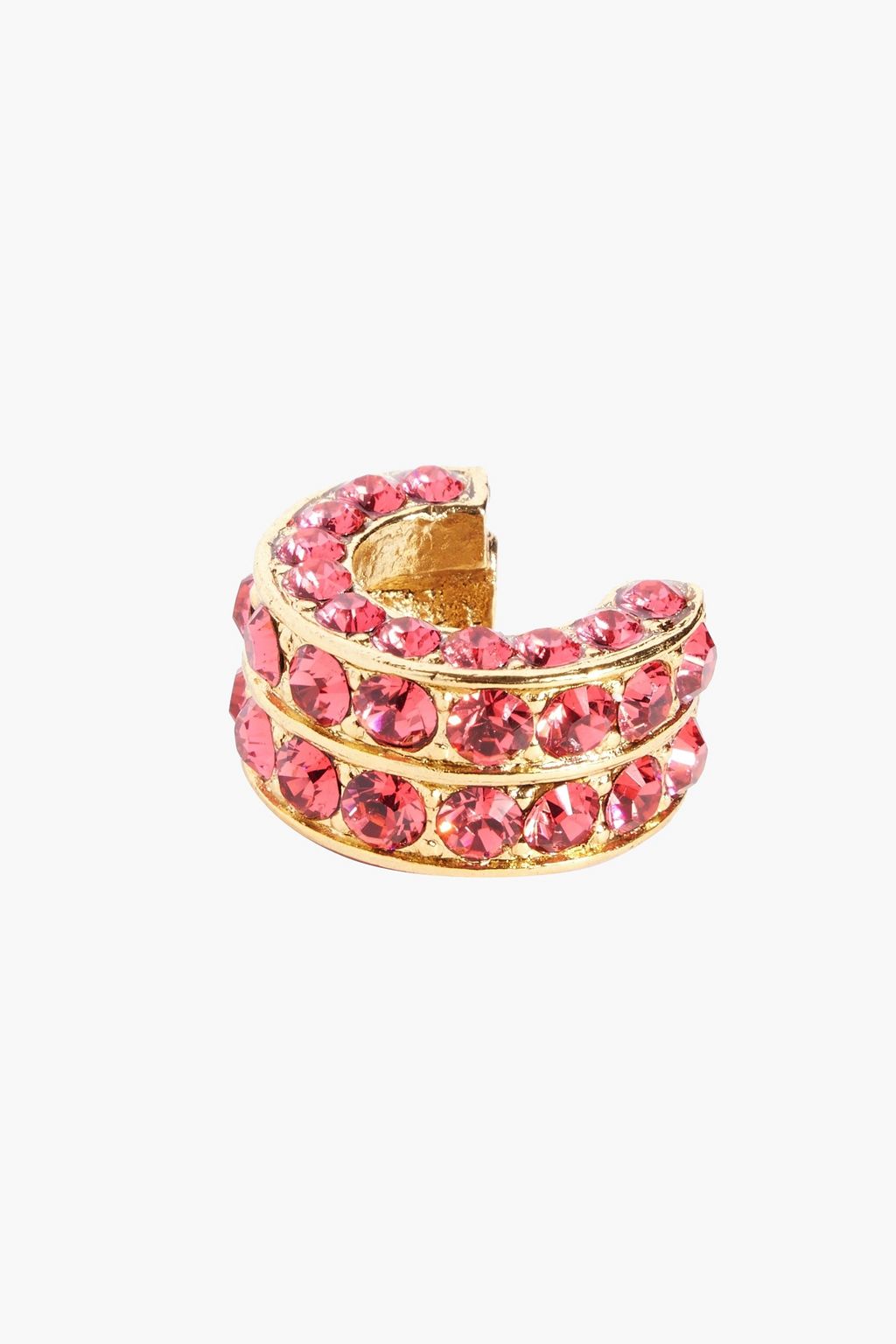 OSCAR DE LA RENTA Gold-tone crystal hoop earrings