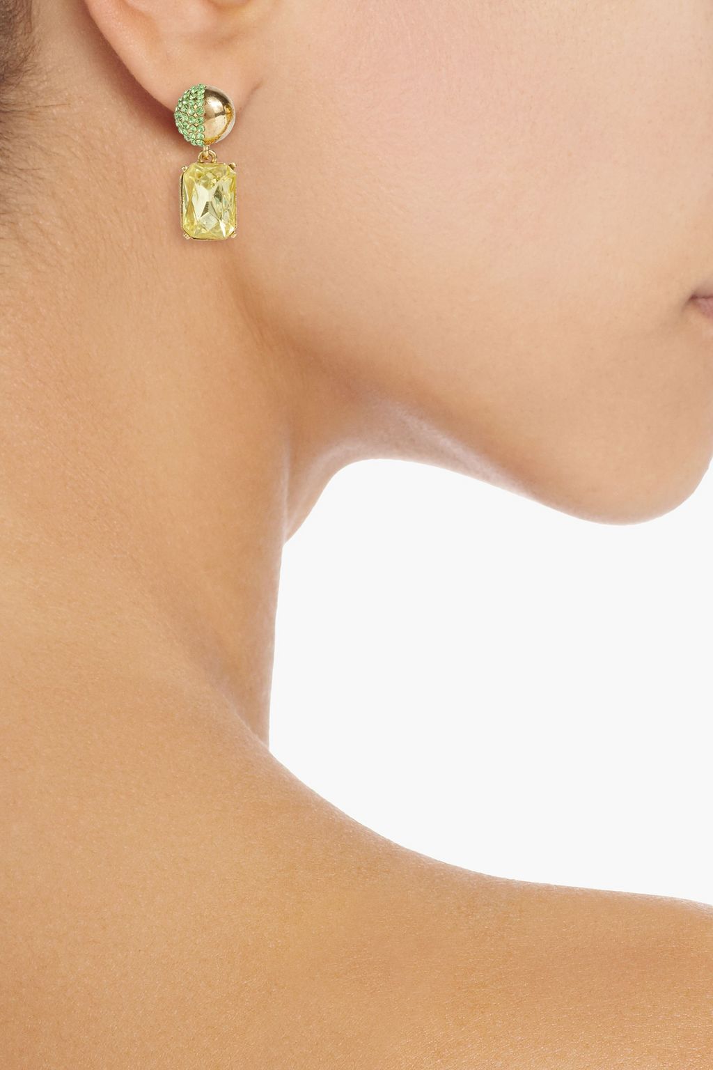 OSCAR DE LA RENTA Gold-tone crystal earrings