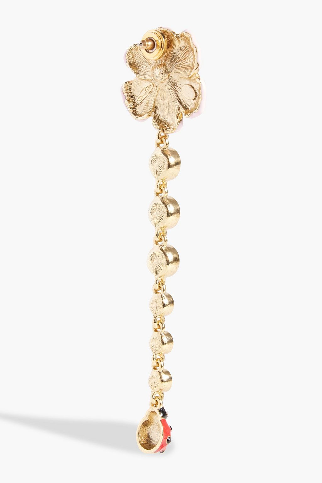 OSCAR DE LA RENTA Gold-tone, enamel and crystal earrings