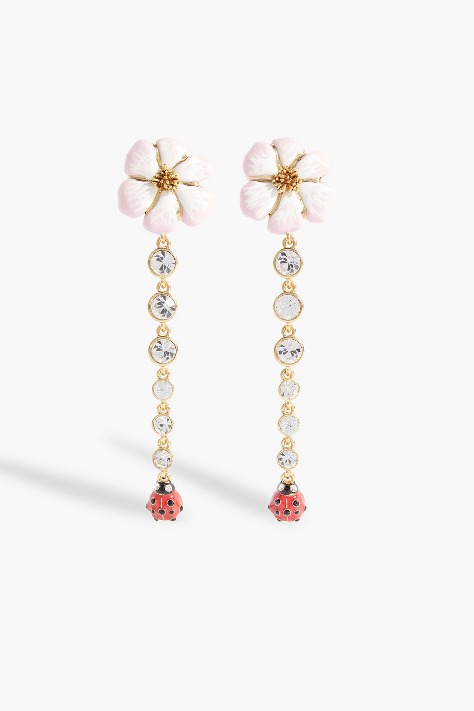 Oscar De La Renta Gold-tone, Enamel And Crystal Earrings