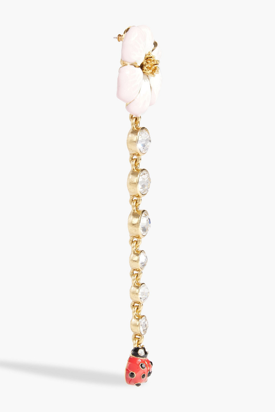 Shop Oscar De La Renta Gold-tone, Enamel And Crystal Earrings
