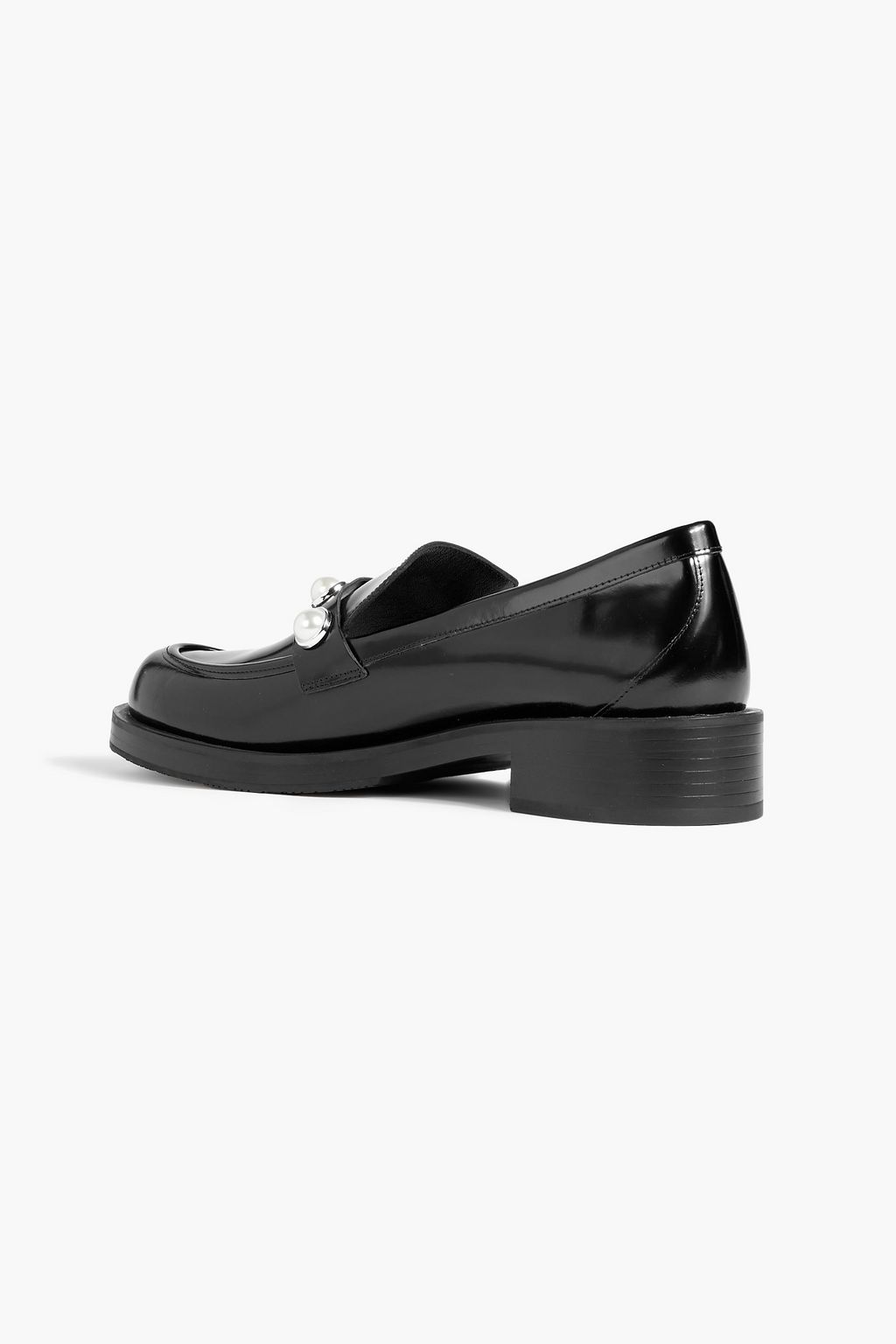 STUART WEITZMAN Portia グロスレザー ローファー フェイクパール付き