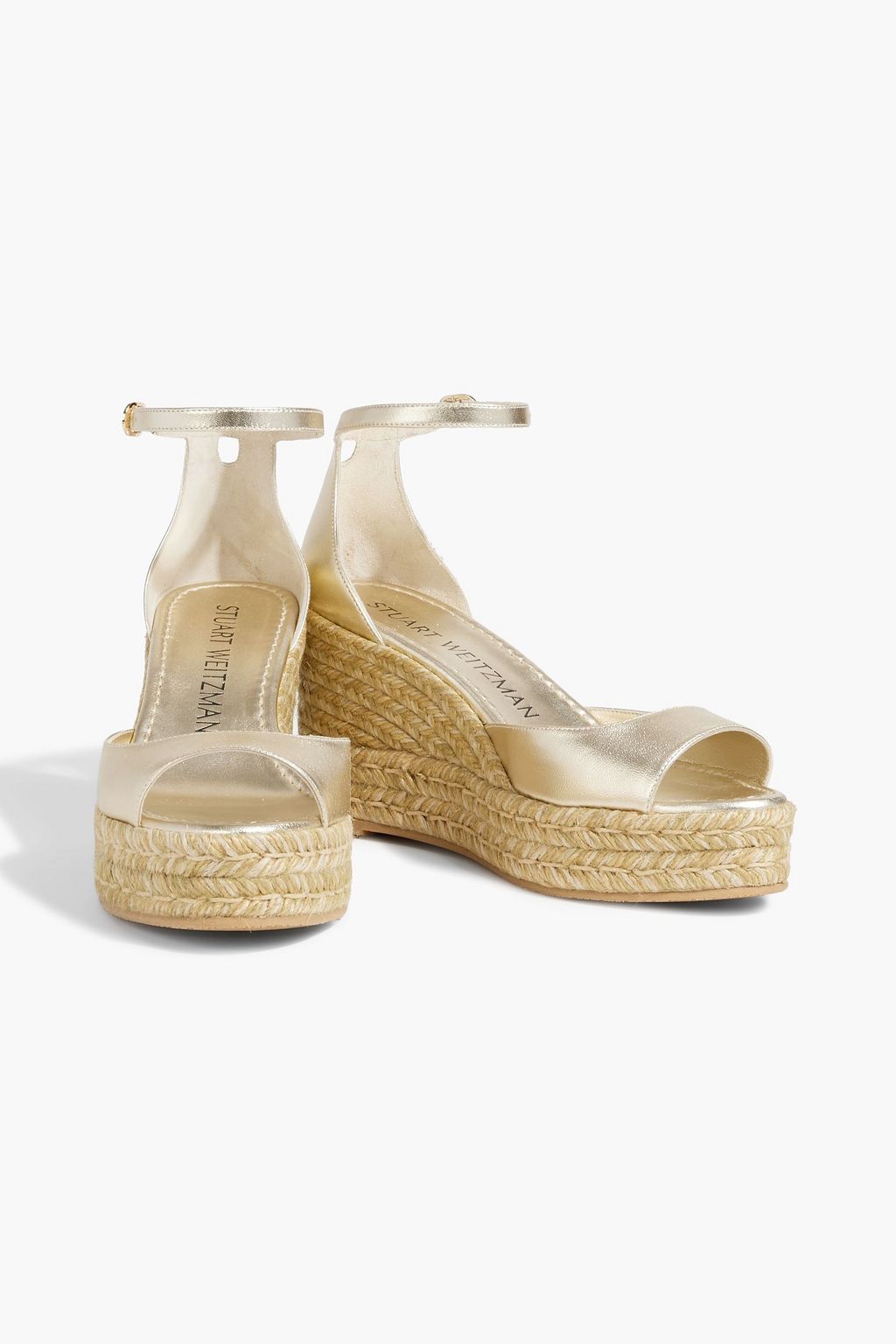 STUART WEITZMAN レザー エスパドリーユウェッジサンダル メタリック