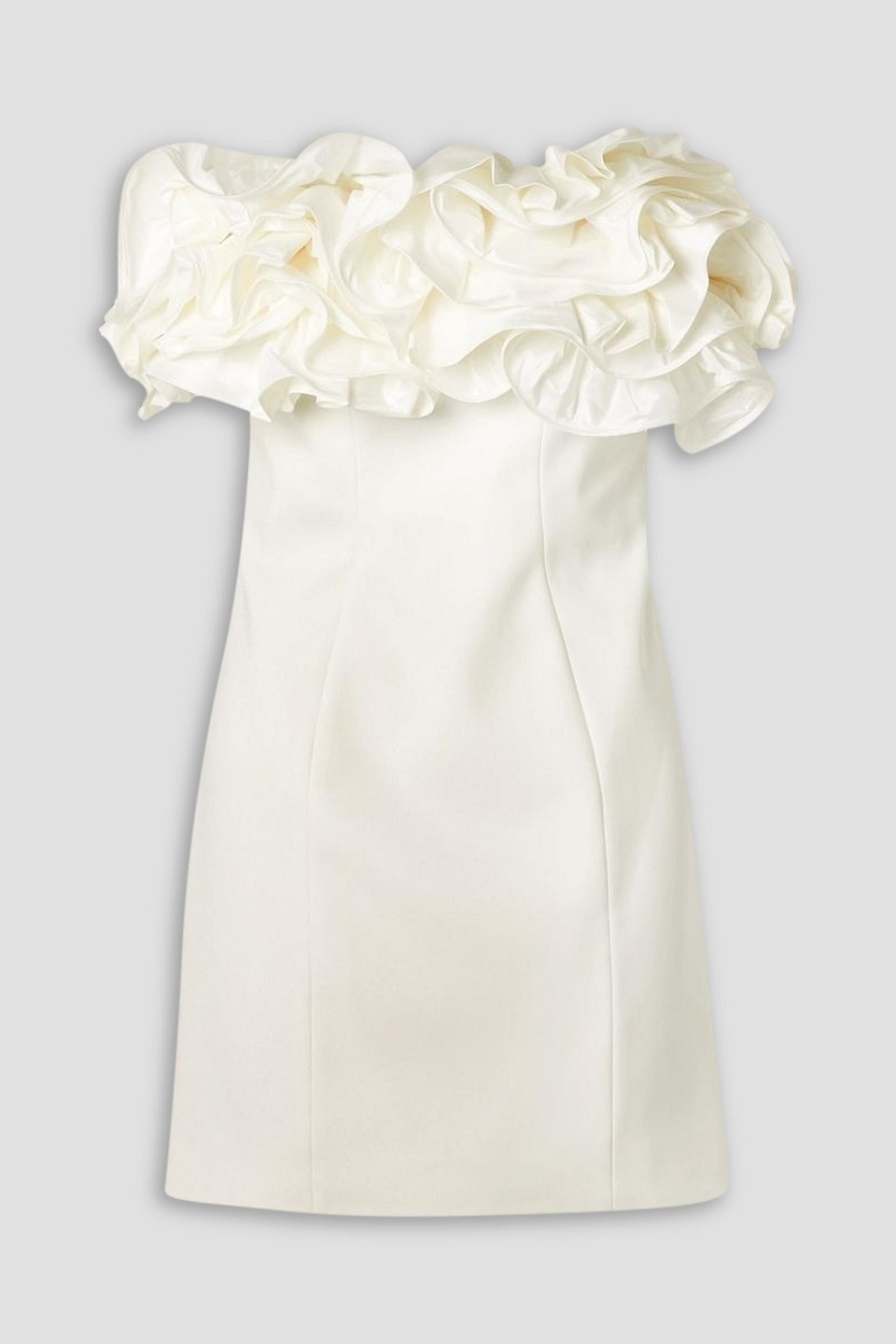 Strapless ruffled crepe mini dress