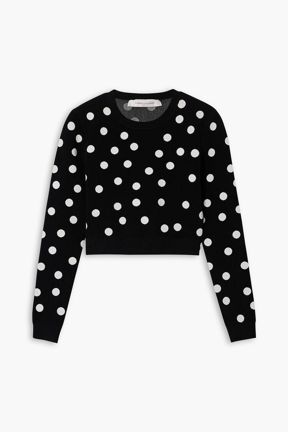 Carolina Herrera Cropped Polka-dot Top In Black White