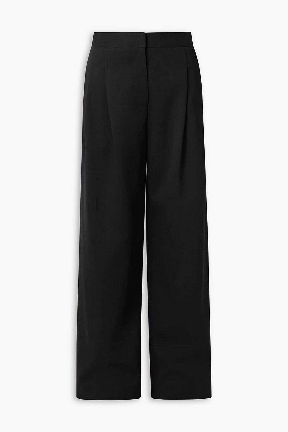 Carolina Herrera Wool-blend Crepe Wide-leg Trousers In Black