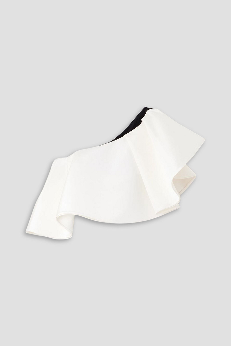 Carolina Herrera Cropped One-shoulder Silk-faille Top In White