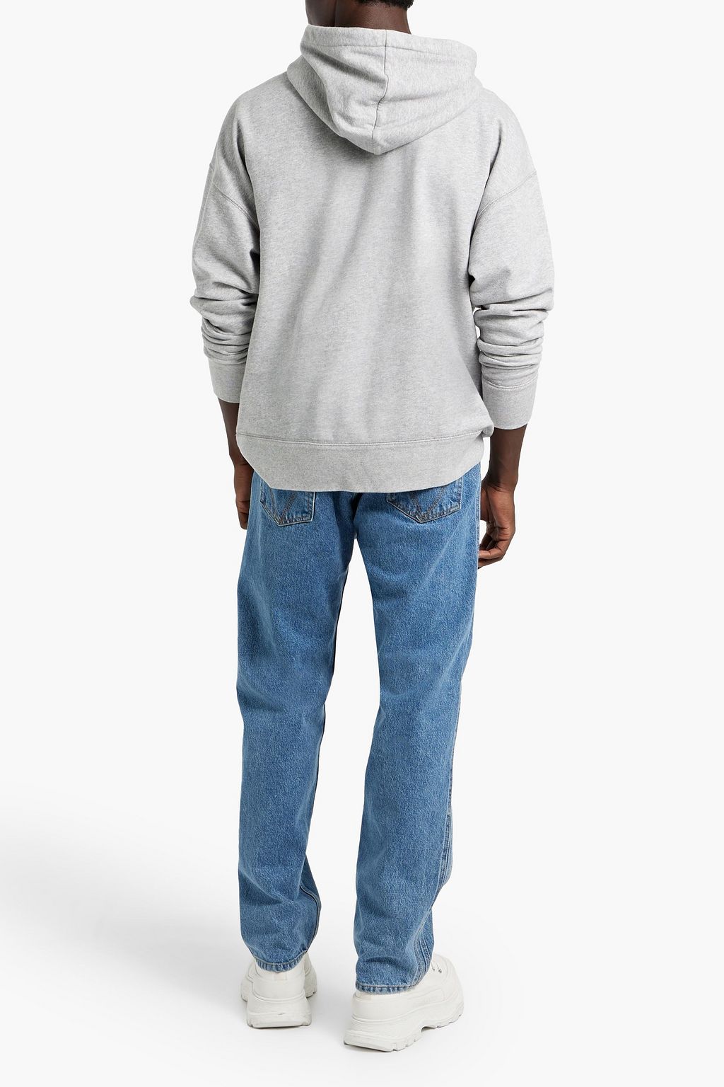 ISABEL MARANT Flocked French cotton-blend terry drawstring hoodie
