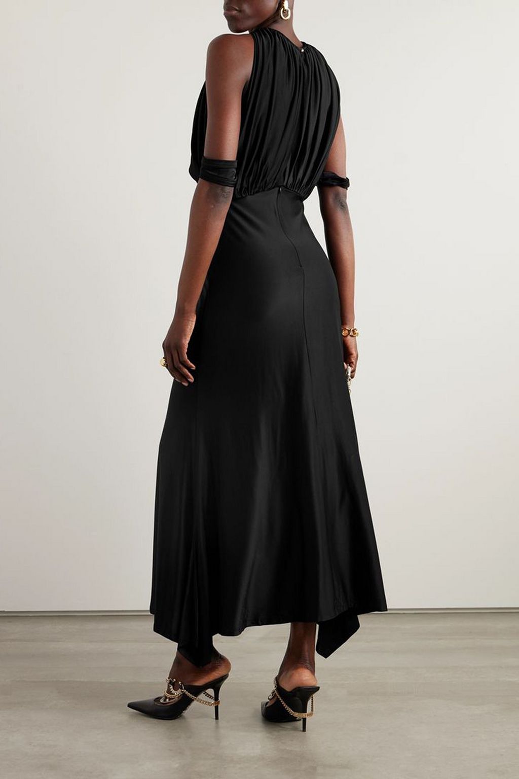 RABANNE Draped stretch-jersey midi dress