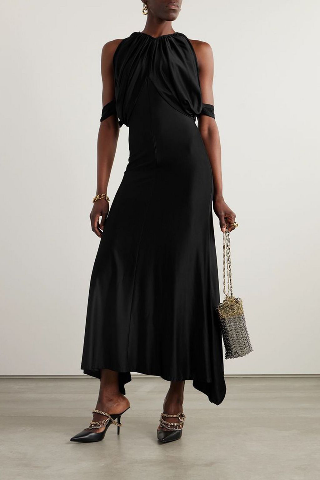 RABANNE Draped stretch-jersey midi dress