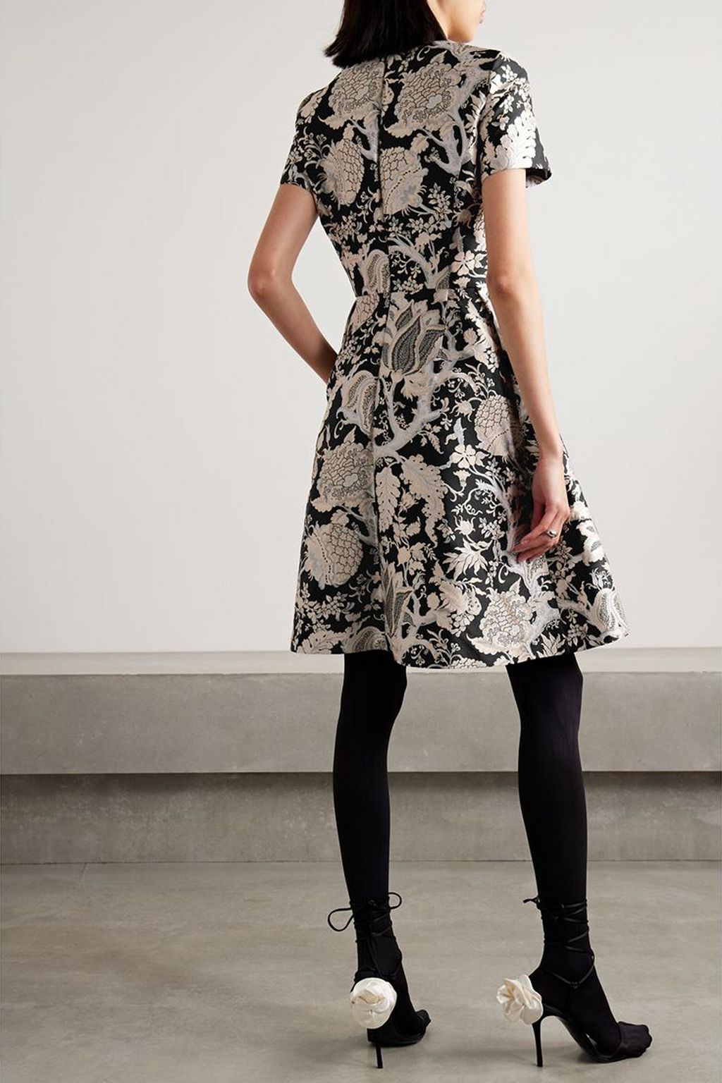 CAROLINA HERRERA Pleated brocade mini dress