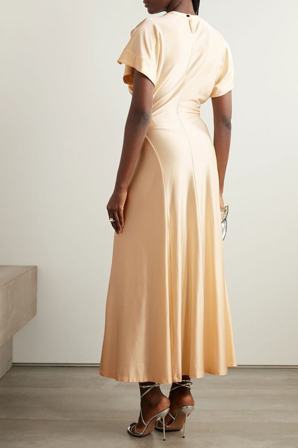 RABANNE Embellished stretch-satin maxi dress