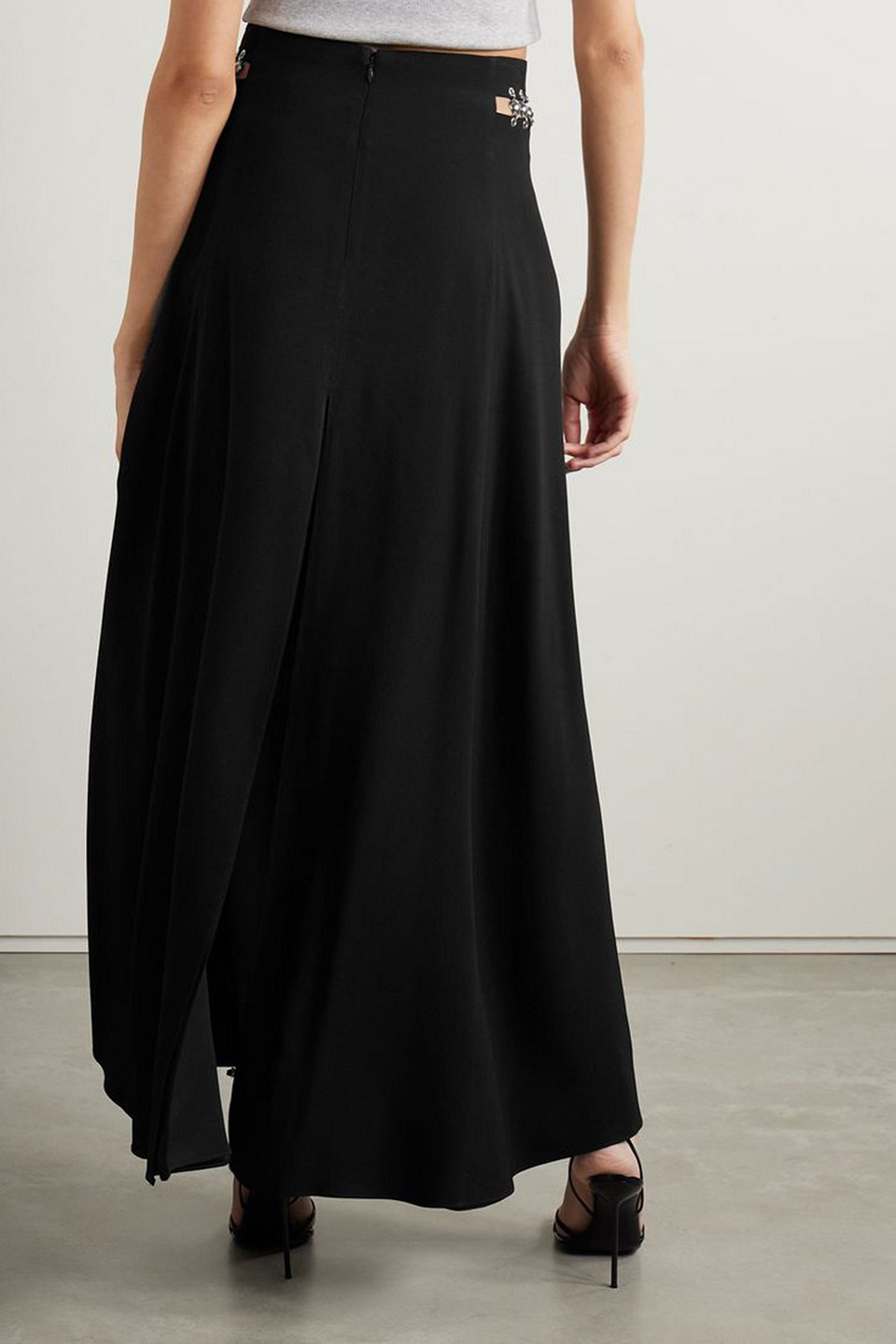 Rabanne Cutout Embellished Cady Maxi Skirt In Black