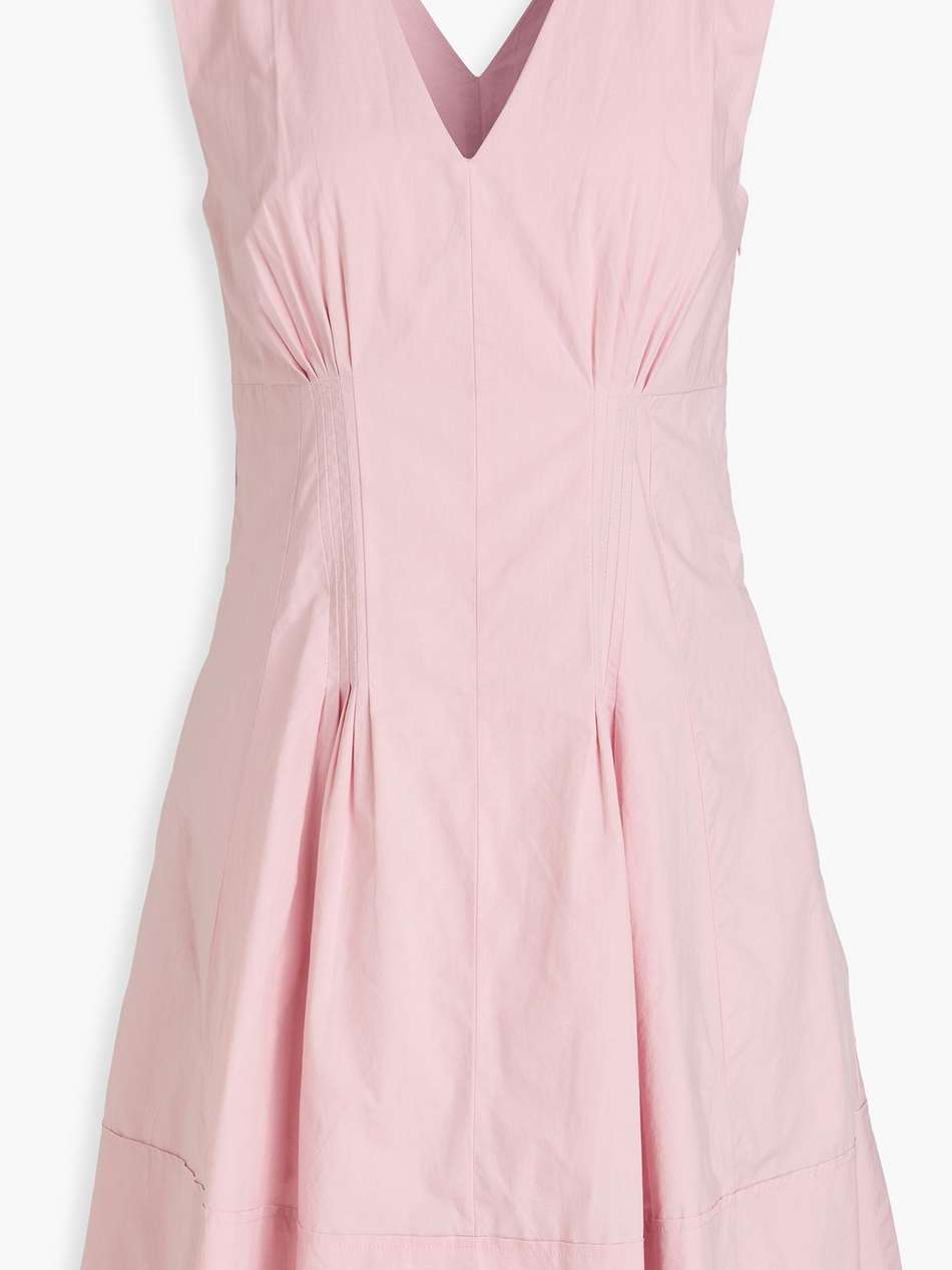 concha pleated cotton-poplin mini dress