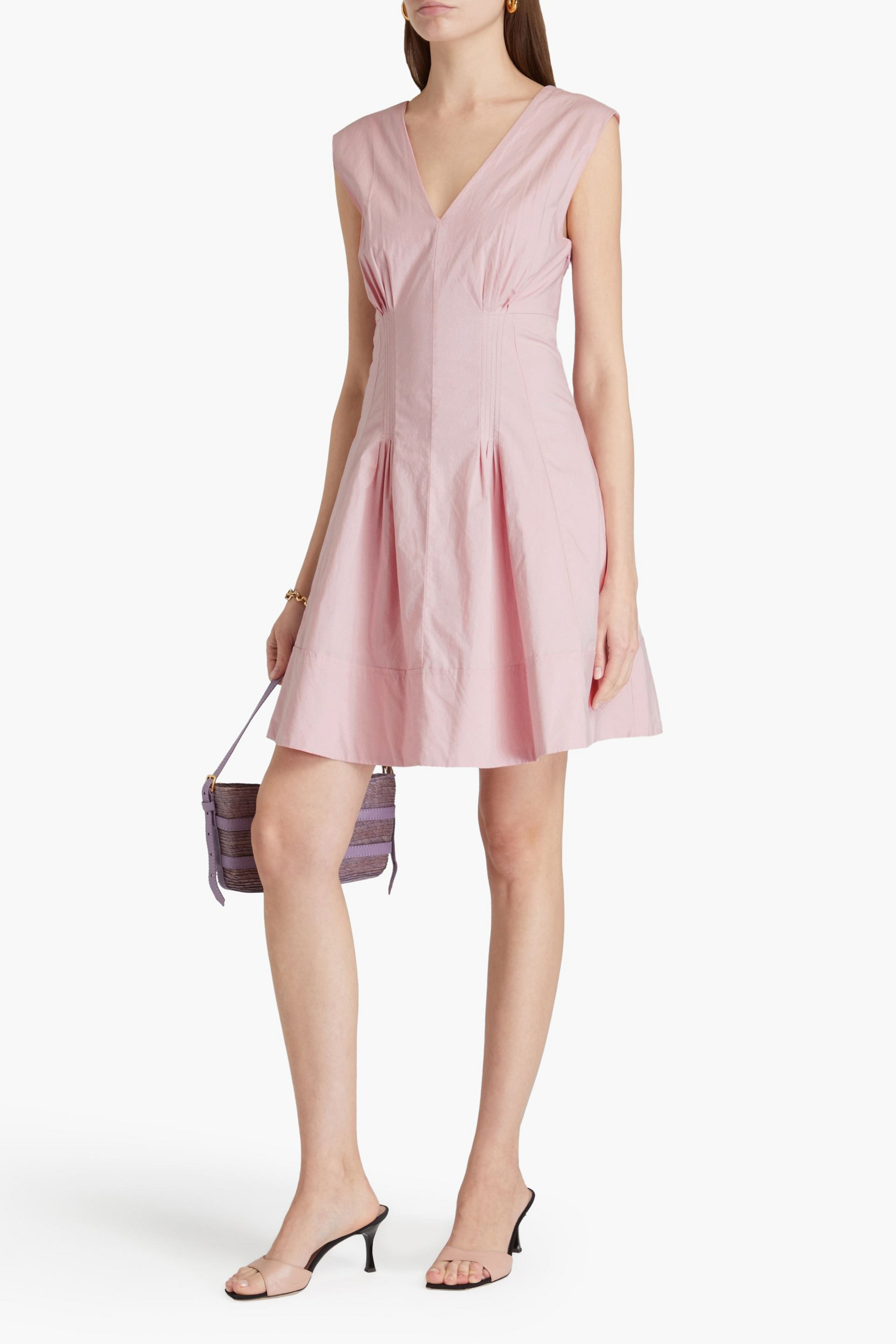 DEREK LAM 10 CROSBY Concha pleated cotton-poplin mini dress