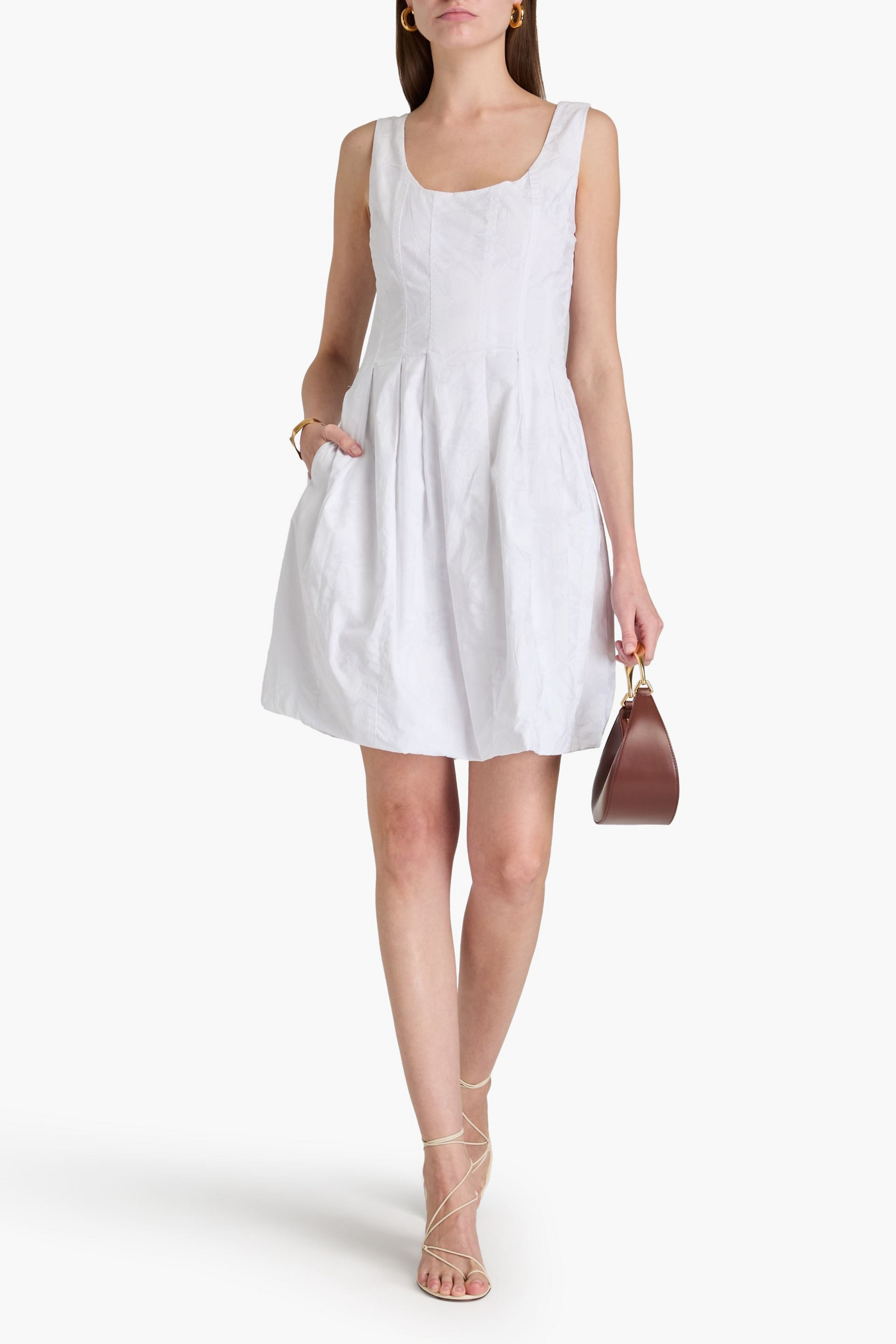 DEREK LAM 10 CROSBY Jade floral-print cotton-poplin mini dress