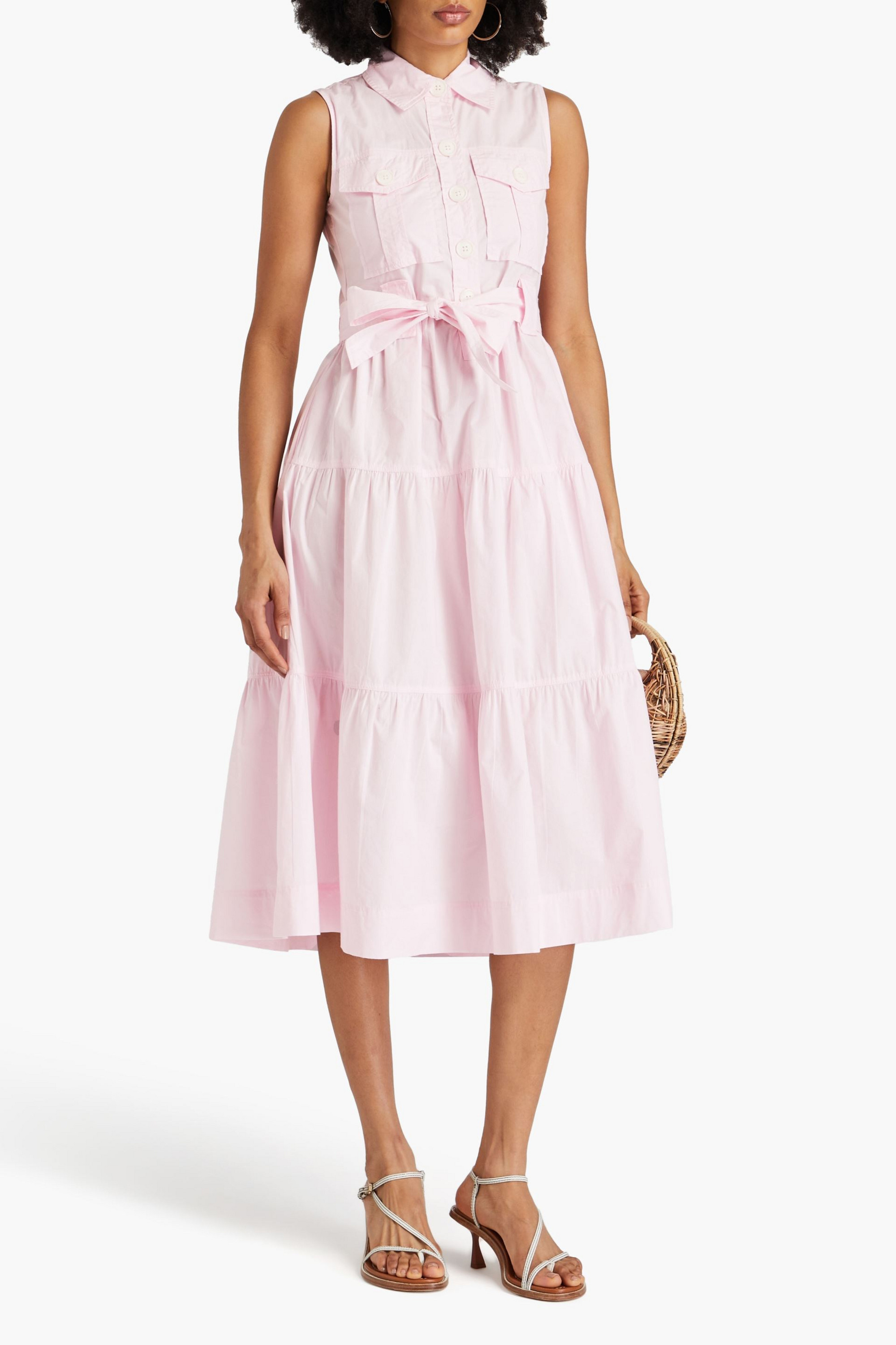 DEREK LAM 10 CROSBY Florence tiered cotton-poplin midi dress